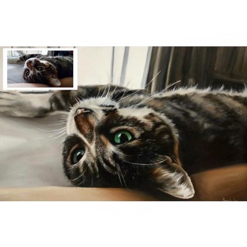 Handmade Cat Portrait from Photo