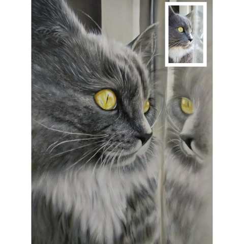 Handmade Cat Oil Painting