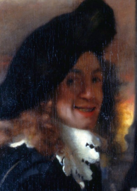 Detail of the painting The Procuress (c. 1656), believed to be a self portrait by Vermeer