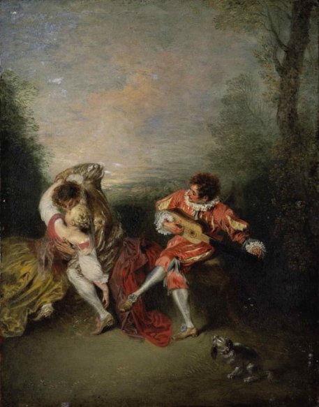 La Surprise by Antoine Watteau (Romantic Paintings)