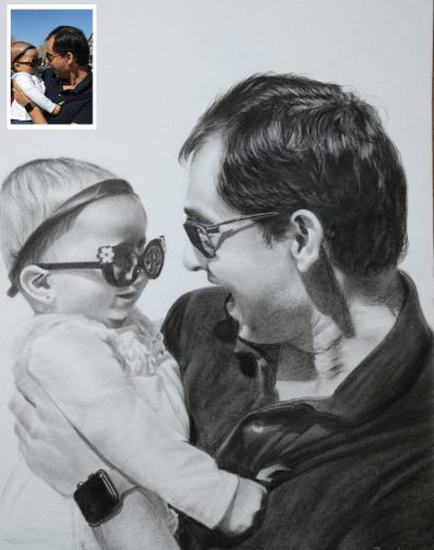 Handmade Charcoal Baby Painting